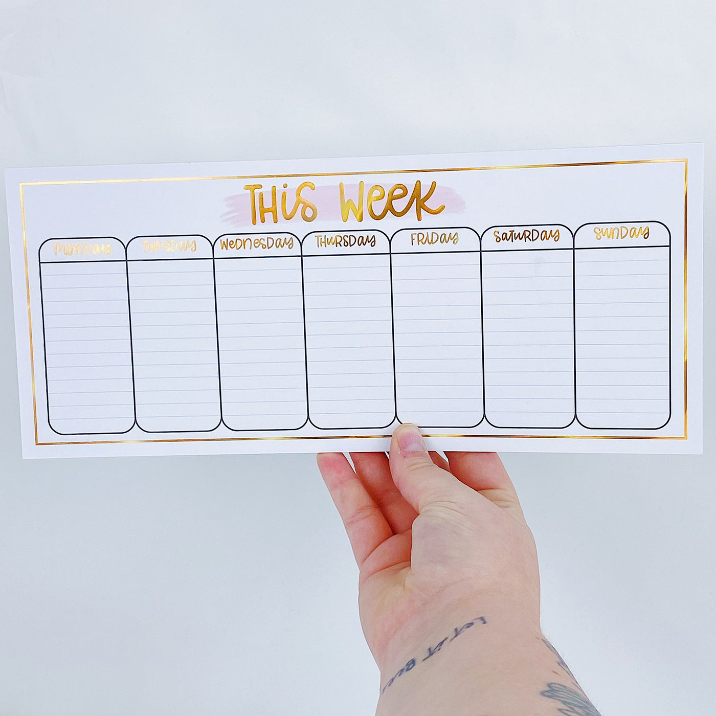 This Week Vertical Desk Notepad | Gold Holo Foiled
