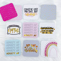 Paquete de tarjetas decorativas AF para adultos de 3"x3" | Holo de oro frustrado