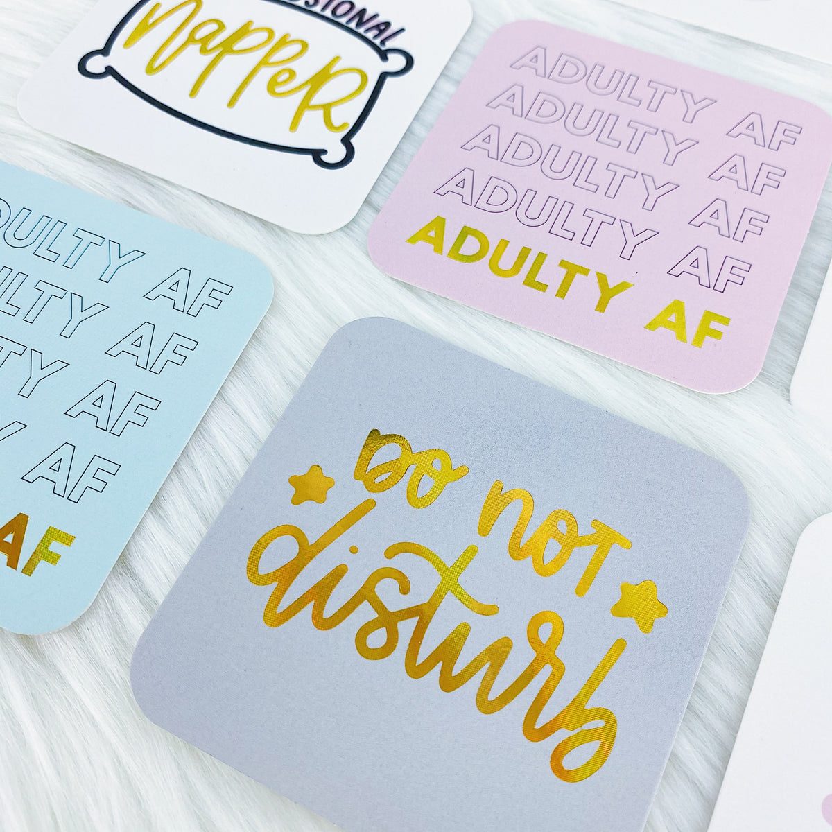 Adulty AF 3"x3" Deco Card Pack | Gold Holo Foiled