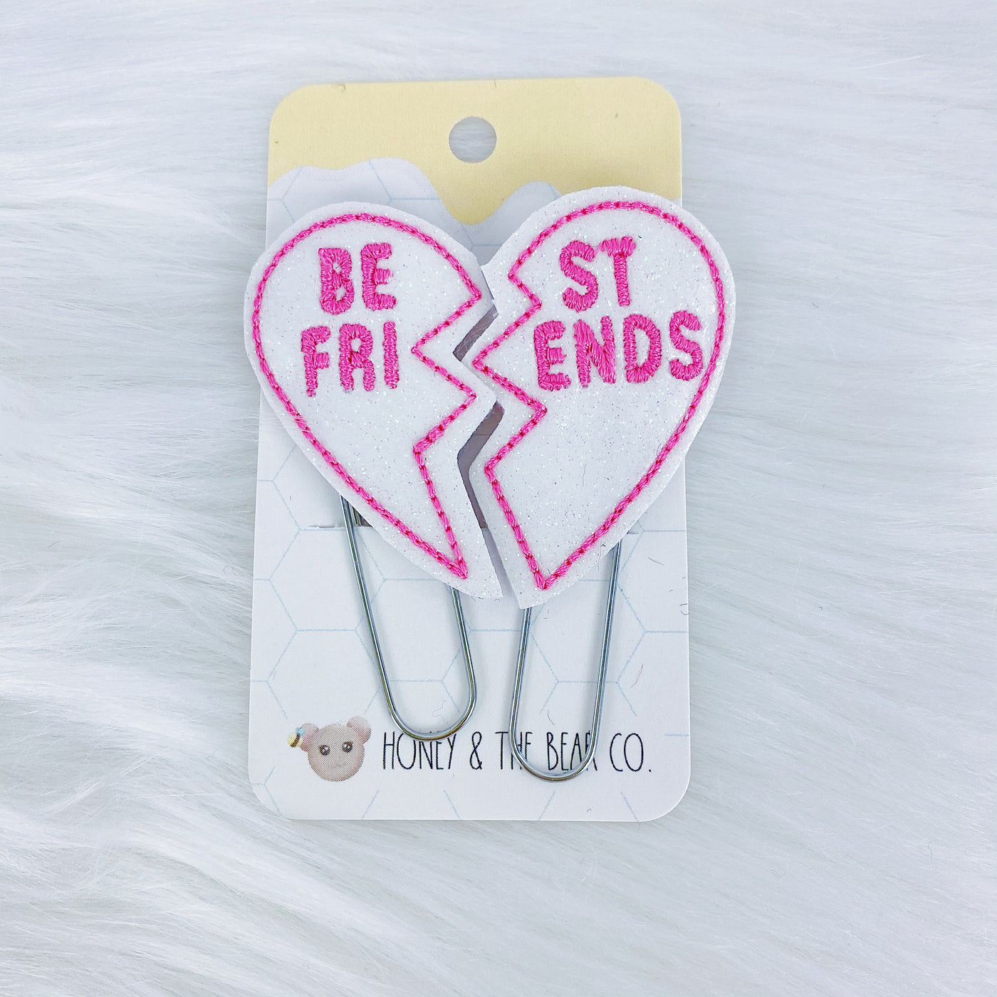 Pink + White Best Friend Heart Feltie Bundle | CHOOSE YOUR HARDWARE