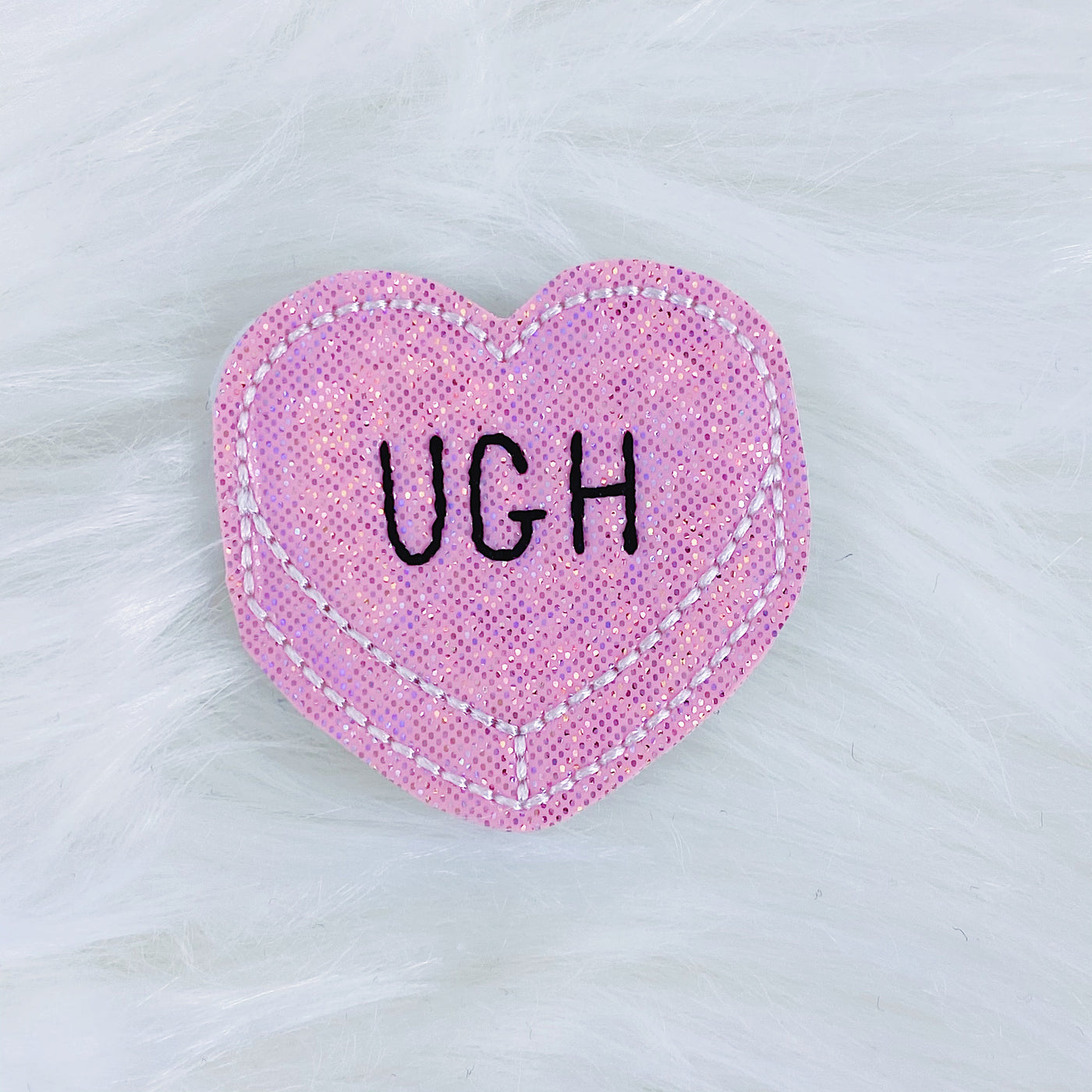 Pink UGH Heart Feltie | CHOOSE YOUR HARDWARE
