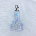Castle with Light Blue Stitching + Light Blue Snap Feltie Snap-Tab Charm