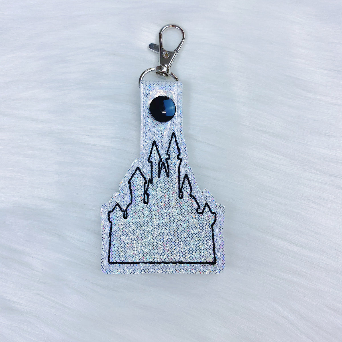 Castle with Black Stitching + Black Snap Feltie Snap-Tab Charm