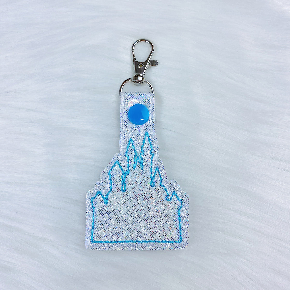 Castle with Aqua Stitching + Aqua Snap Feltie Snap-Tab Charm