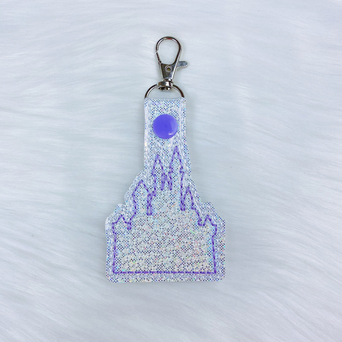 Castle with Purple Stitching + Purple Snap Feltie Snap-Tab Charm