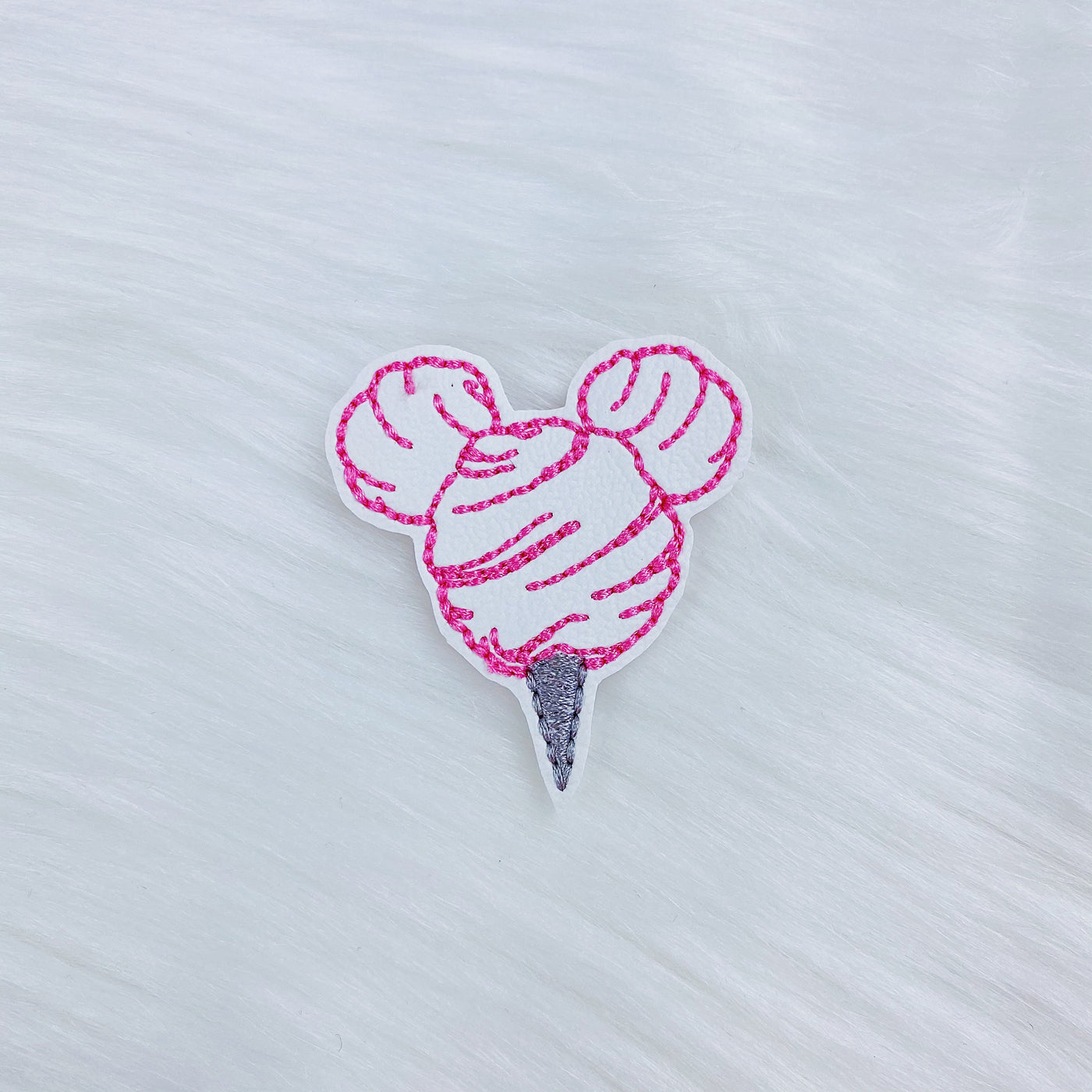 Pink + White Cotton Candy Mouse Feltie | CHOOSE YOUR HARDWARE