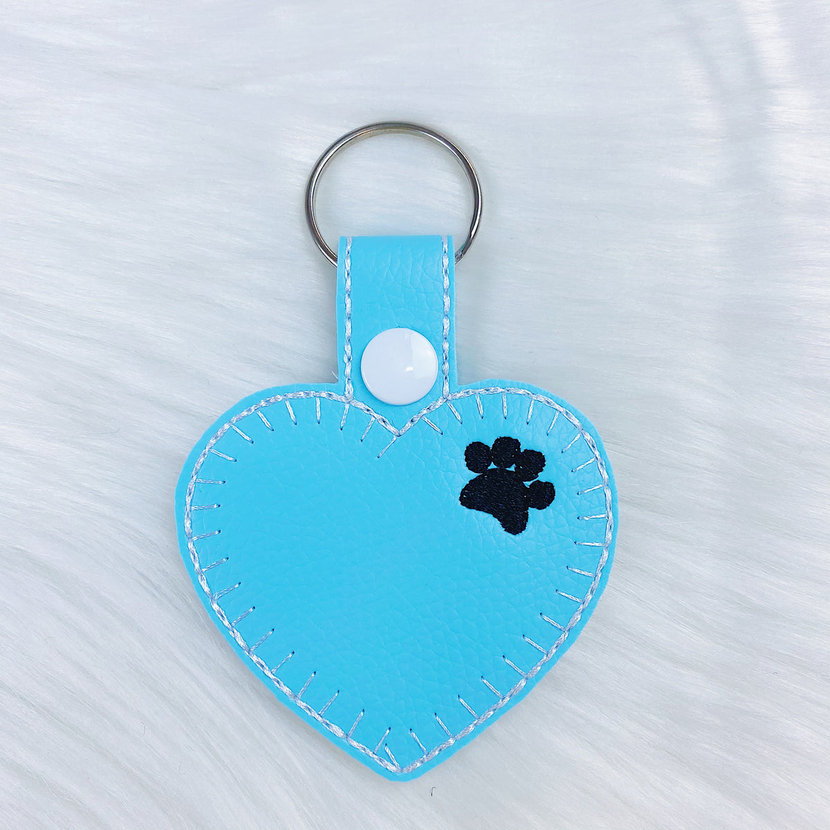 Light Blue Paw Print Heart Feltie Snap-Tab Charm