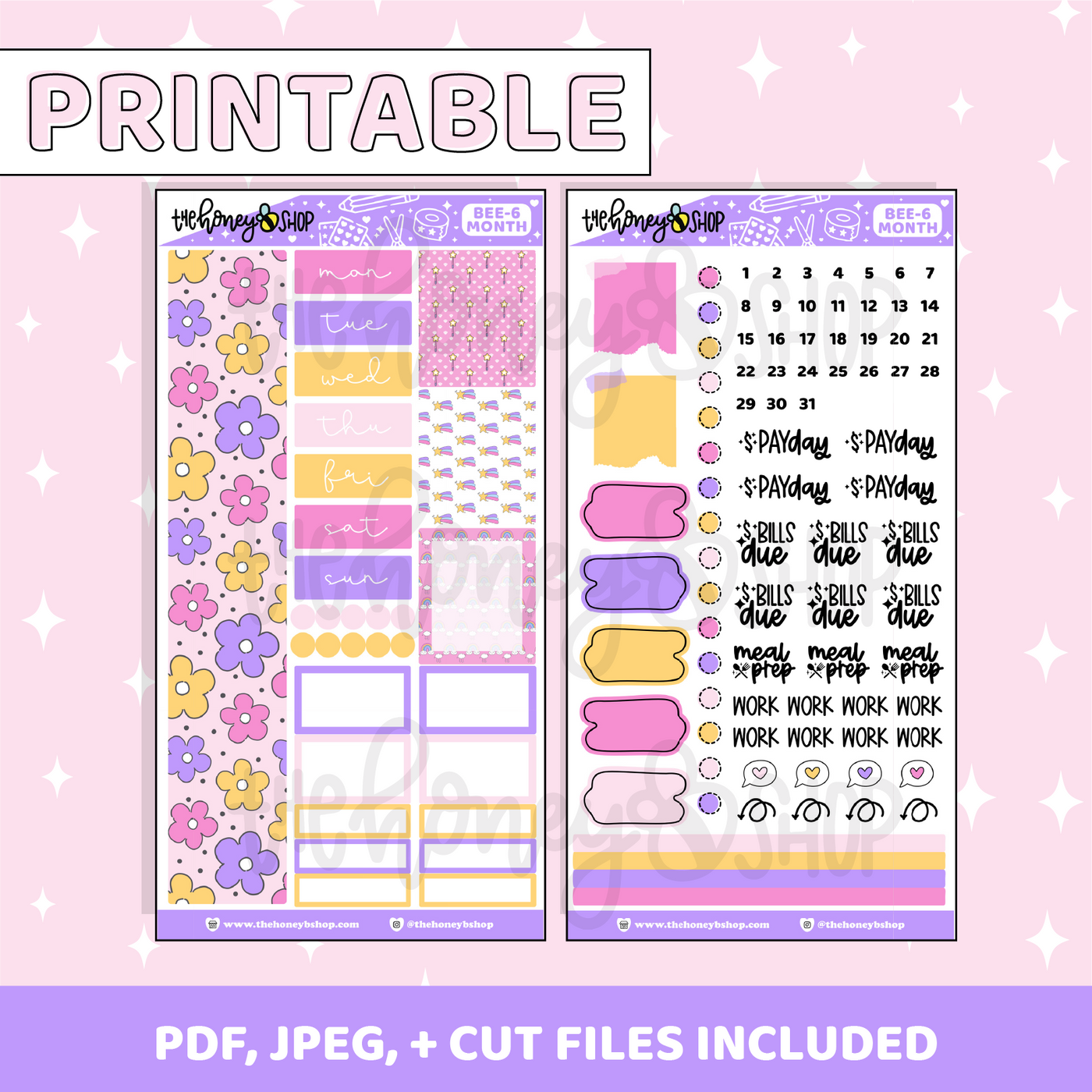 Magical Printable Monthly Kit | BEE6 TRP Planner | Printable Planner Stickers