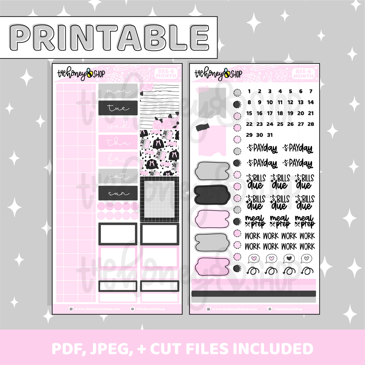 Kit mensual imprimible de crisis de personalidad | Planificador BEE6 PRT | Pegatinas imprimibles del planificador