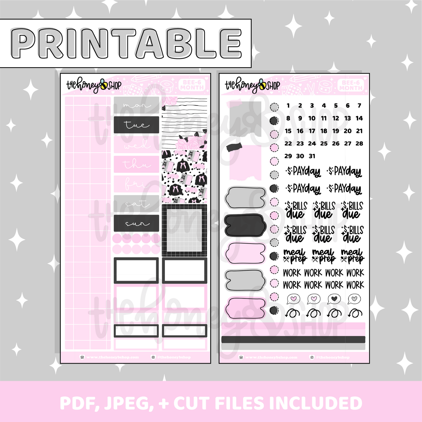 Personality Crisis Printable Monthly Kit | BEE6 TRP Planner | Printable Planner Stickers
