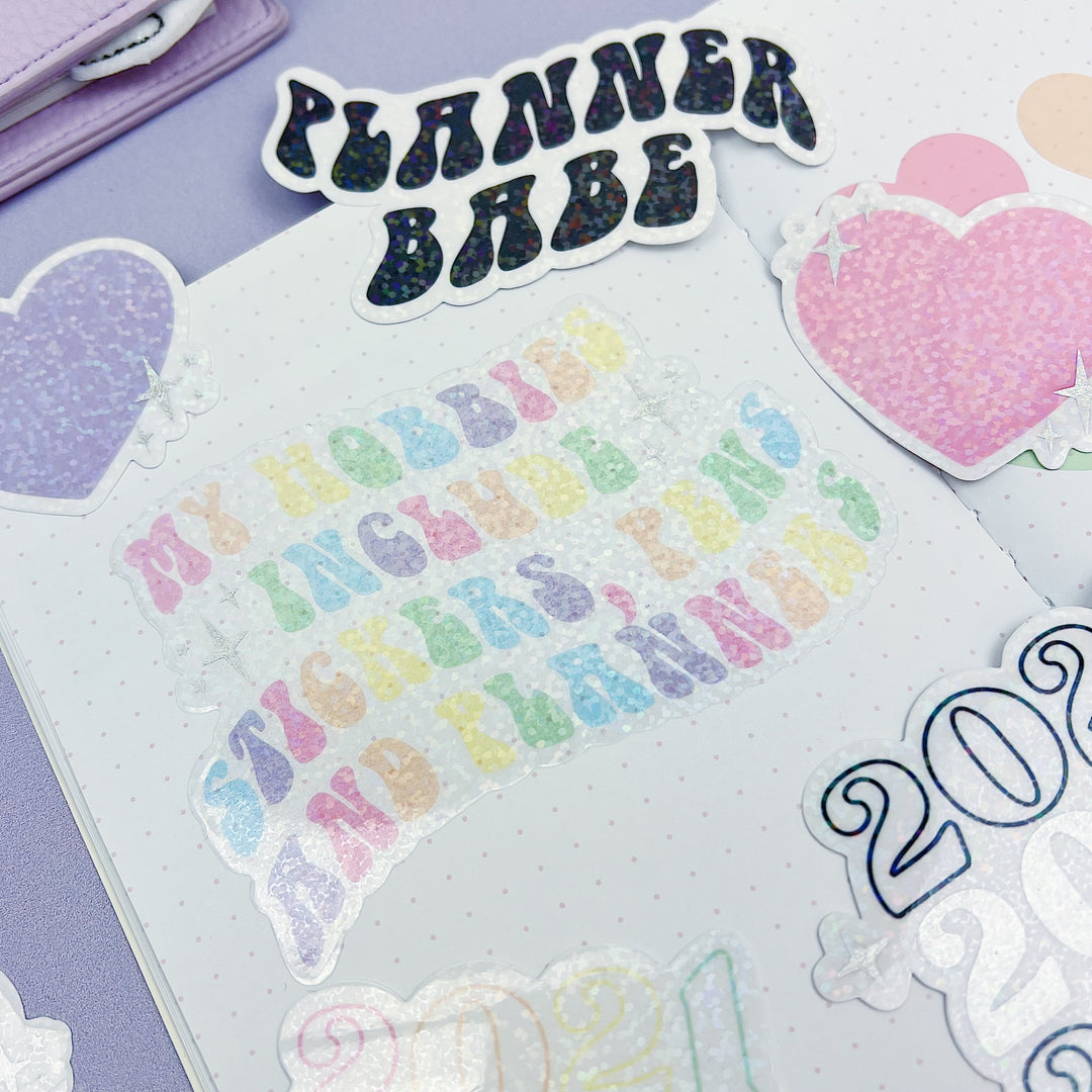 Planner Stash Sticker Die Cut Pack | Pixie Holo Foiled | Iridescent Overlay