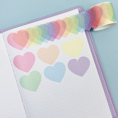 Pastel Rainbow Heart Sticker Die-Cut Washi Tape
