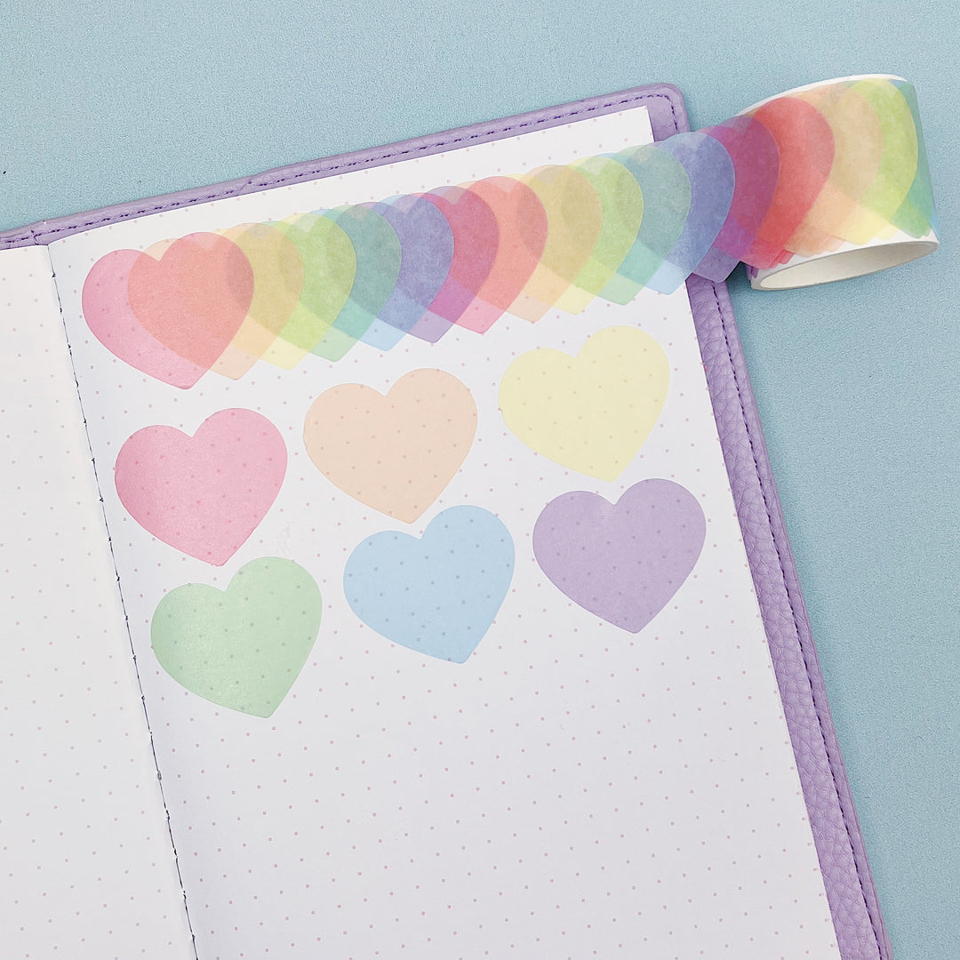 Pastel Rainbow Heart Sticker Die-Cut Washi Tape