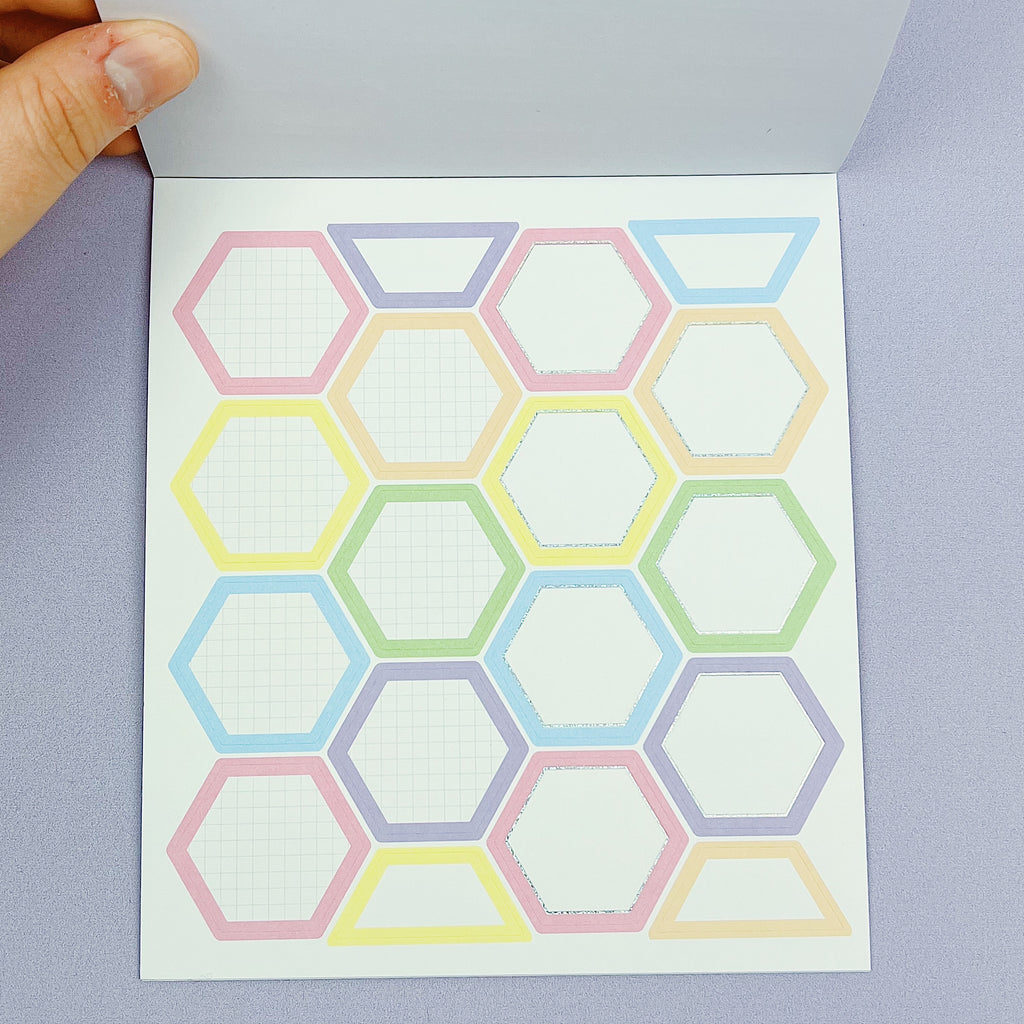Libro de pegatinas de lujo funcional en colores pastel | Papel adhesivo mate | 15 páginas | Pixie Holo frustrado
