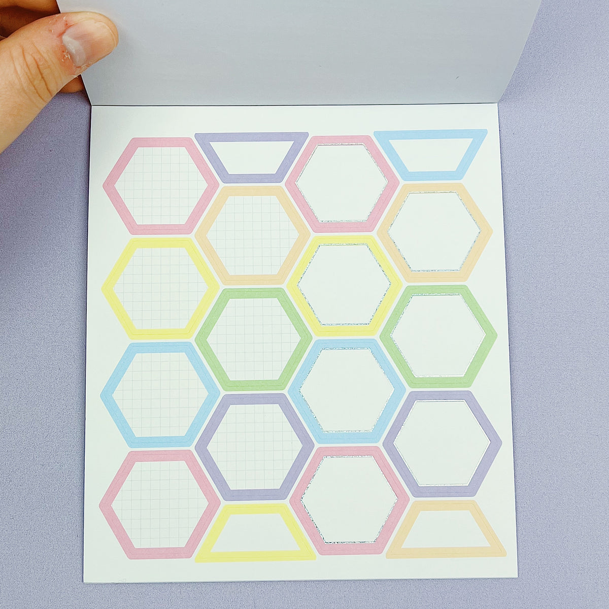 Libro de pegatinas de lujo funcional en colores pastel | Papel adhesivo mate | 15 páginas | Pixie Holo frustrado