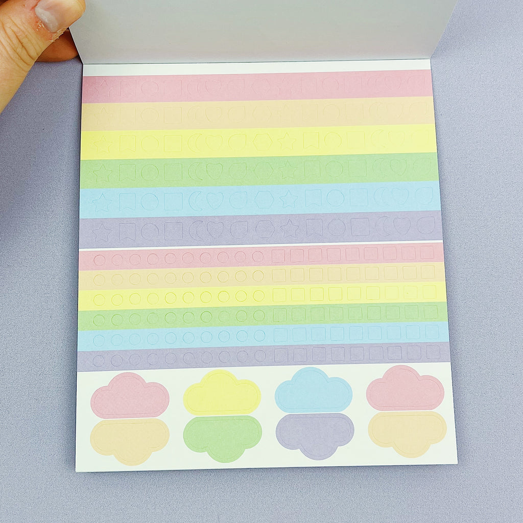 Libro de pegatinas de lujo funcional en colores pastel | Papel adhesivo mate | 15 páginas | Pixie Holo frustrado