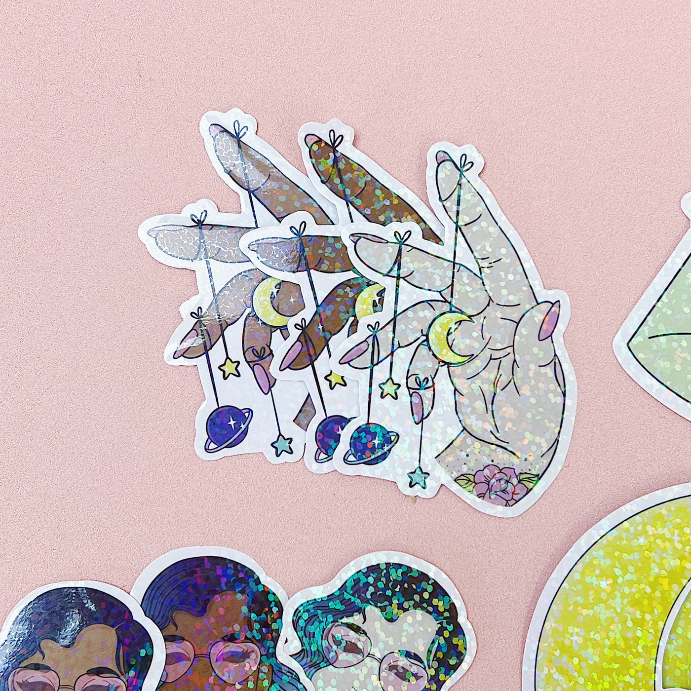 Space Drip Sticker Die Cut Pack | Holo Foiled + Iridescent Overlay | ALL Skin Tones Included!