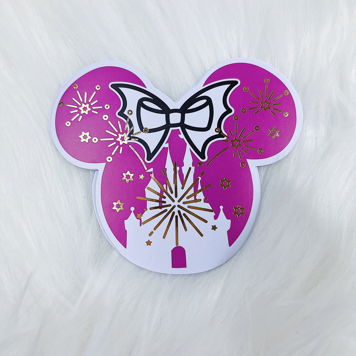 Berry Purple Mouse Vinyl Die Cut | Gold Foiled