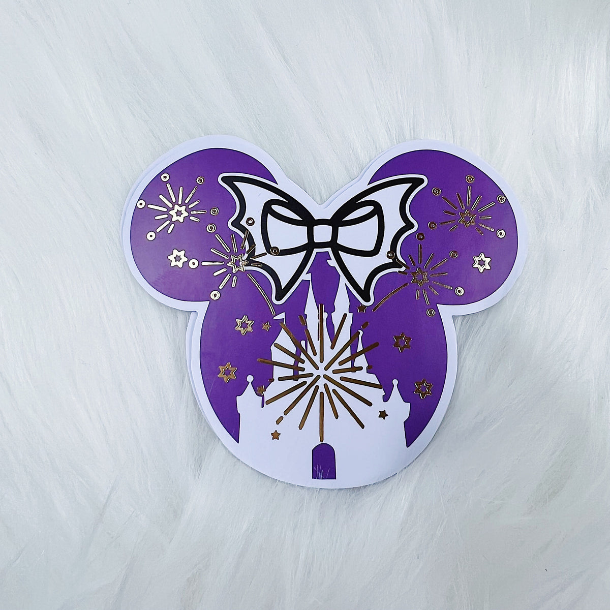 Dark Purple Mouse Vinyl Die Cut | Gold Foiled
