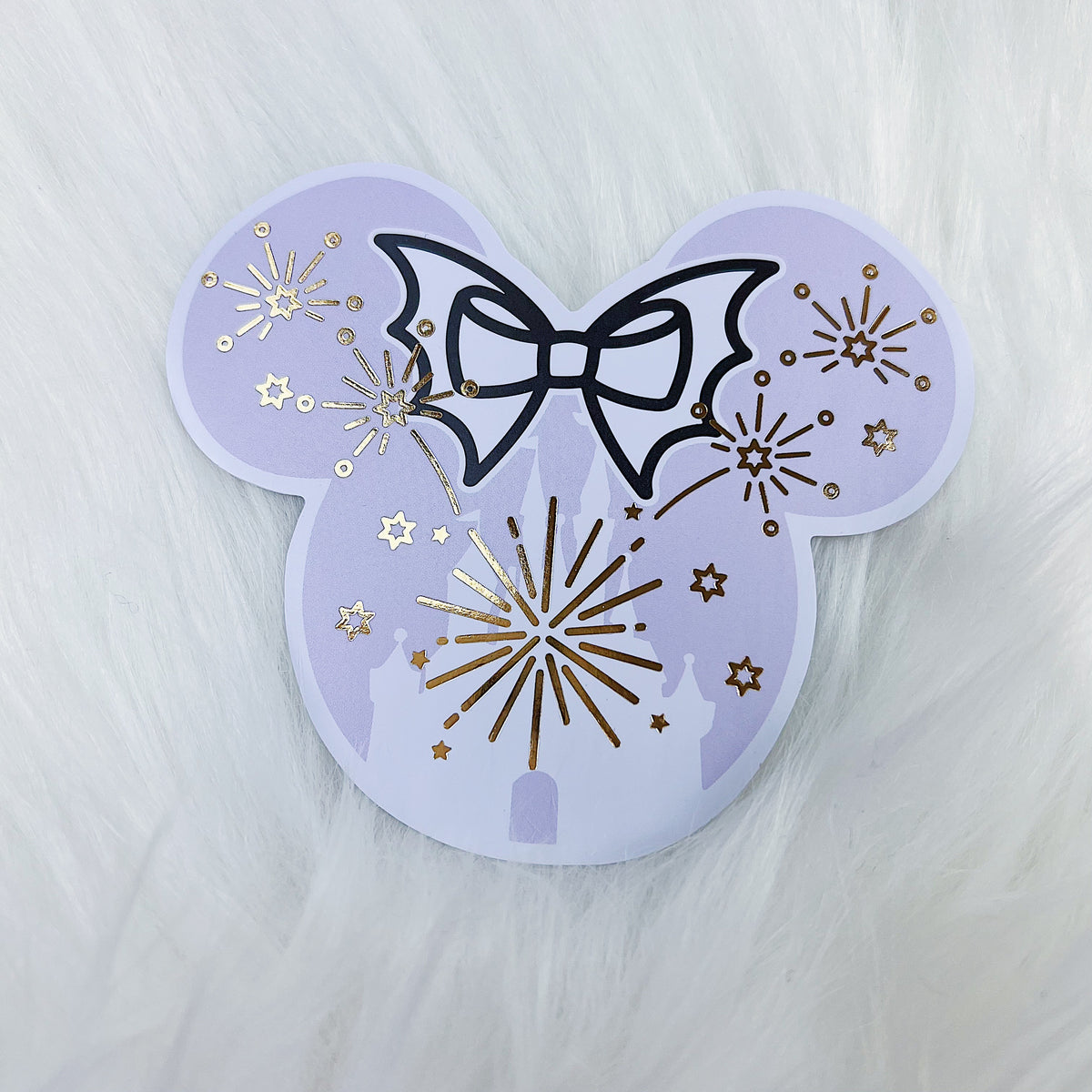Lilac Mouse Vinyl Die Cut | Gold Foiled