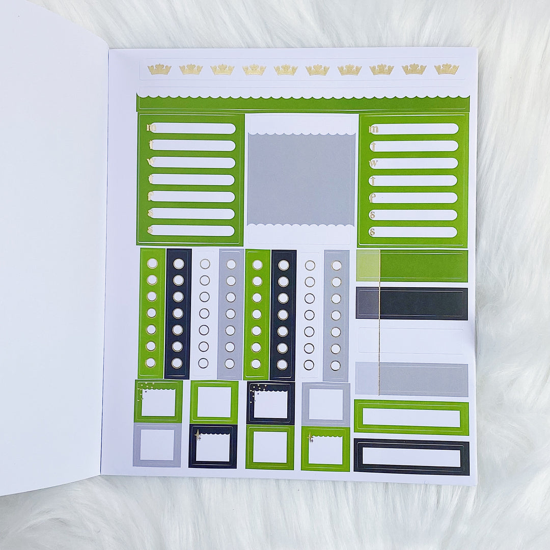 Planner Royalty Sticker Book | 10 Pages | Gold Foiled