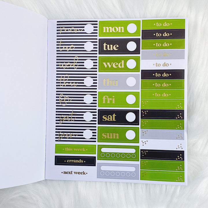 Planner Royalty Sticker Book | 10 Pages | Gold Foiled