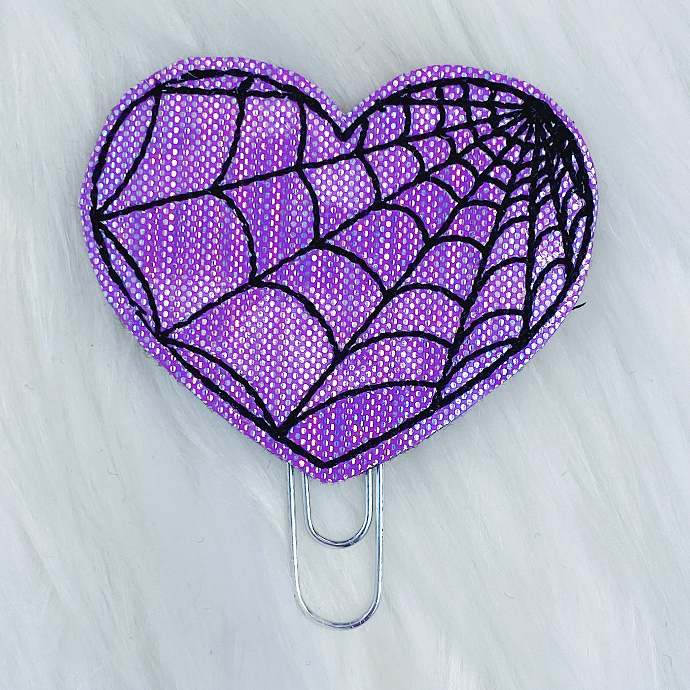 Purple Spider Web Heart Feltie Planner Clip