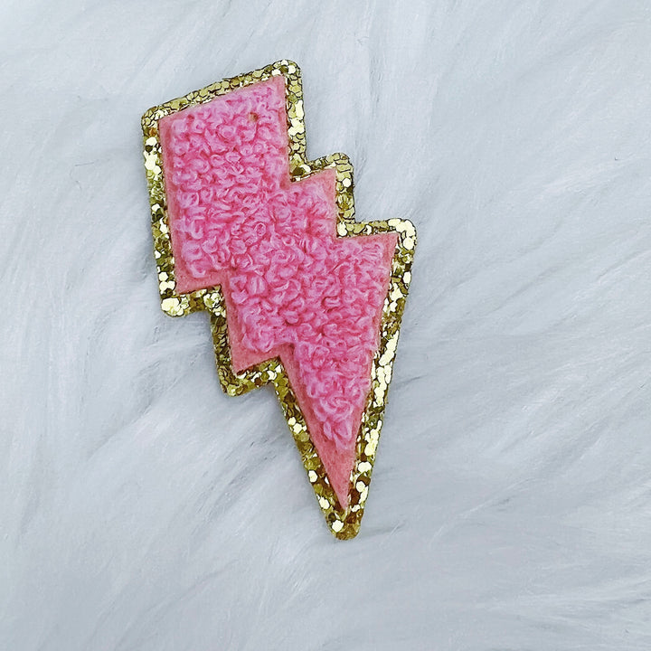 Pink Lightening Bolt Adhesive Patch