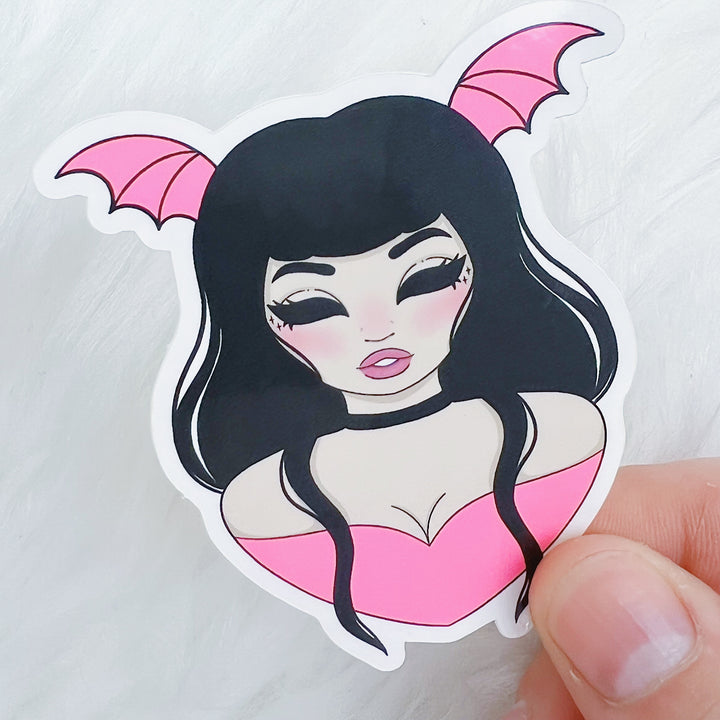 NEON Pink Batty Babe Vinyl Sticker Die Cut