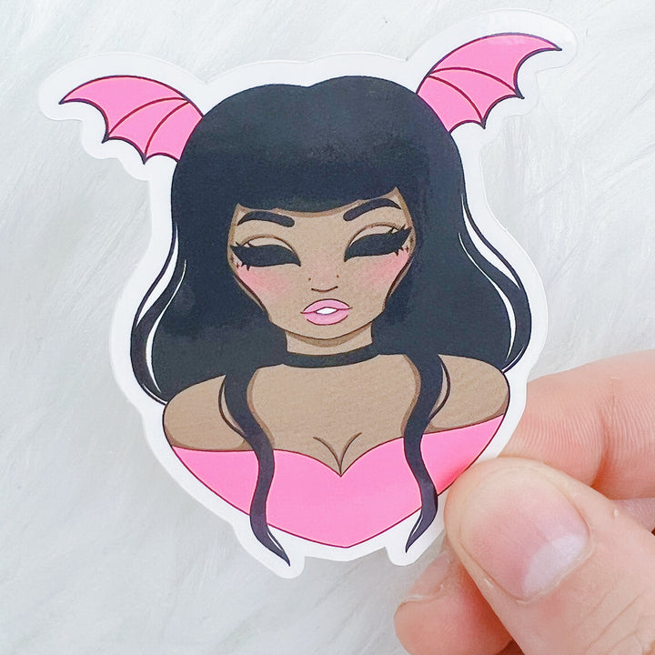 NEON Pink Batty Babe Vinilo Pegatina Troquelada