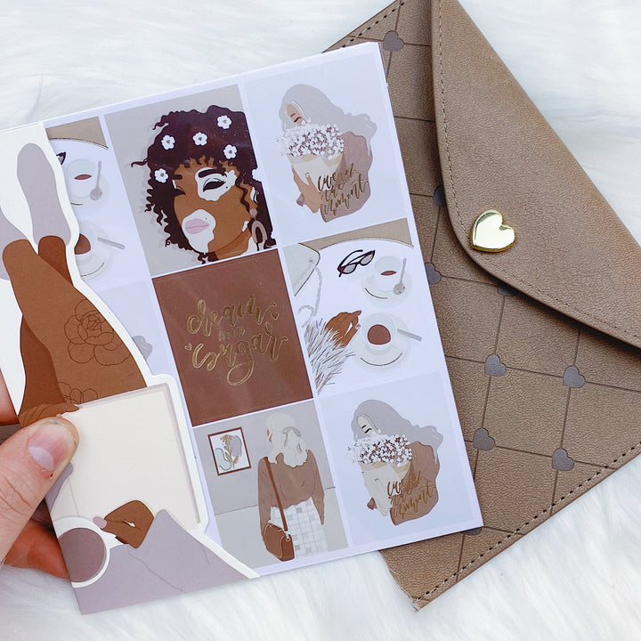 Cream & Sugar Sticker Book | 10 Pages | Soft Gold Foiled