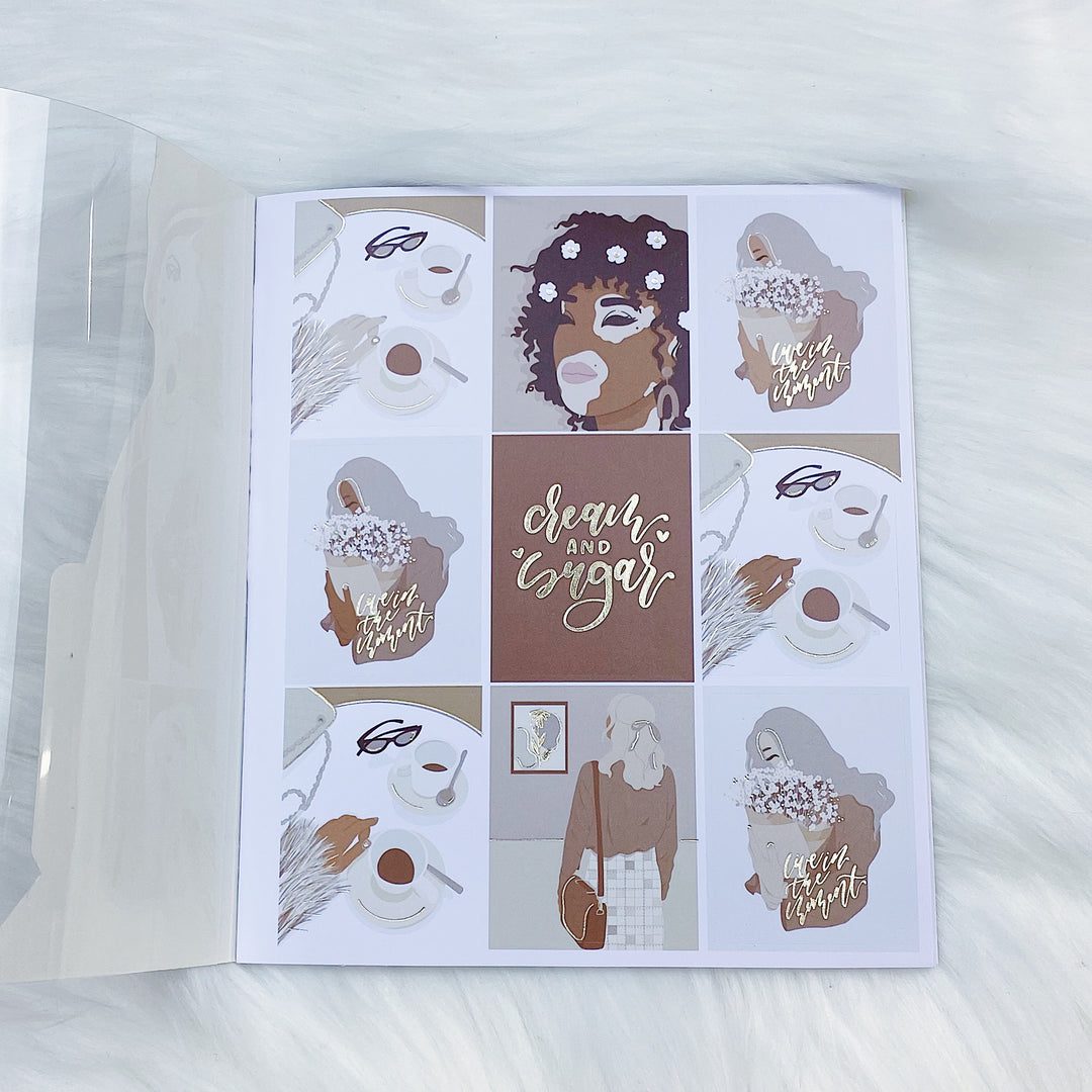 Cream & Sugar Sticker Book | 10 Pages | Soft Gold Foiled