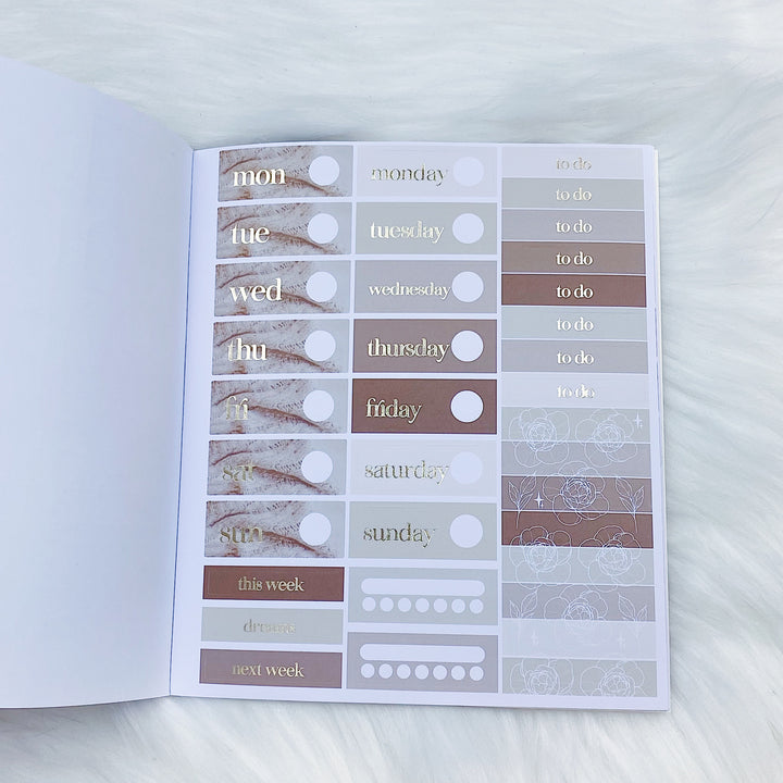 Cream & Sugar Sticker Book | 10 Pages | Soft Gold Foiled