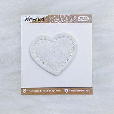 White Heart Magnet Bookmark | Includes 2 Hearts (Front+Back)