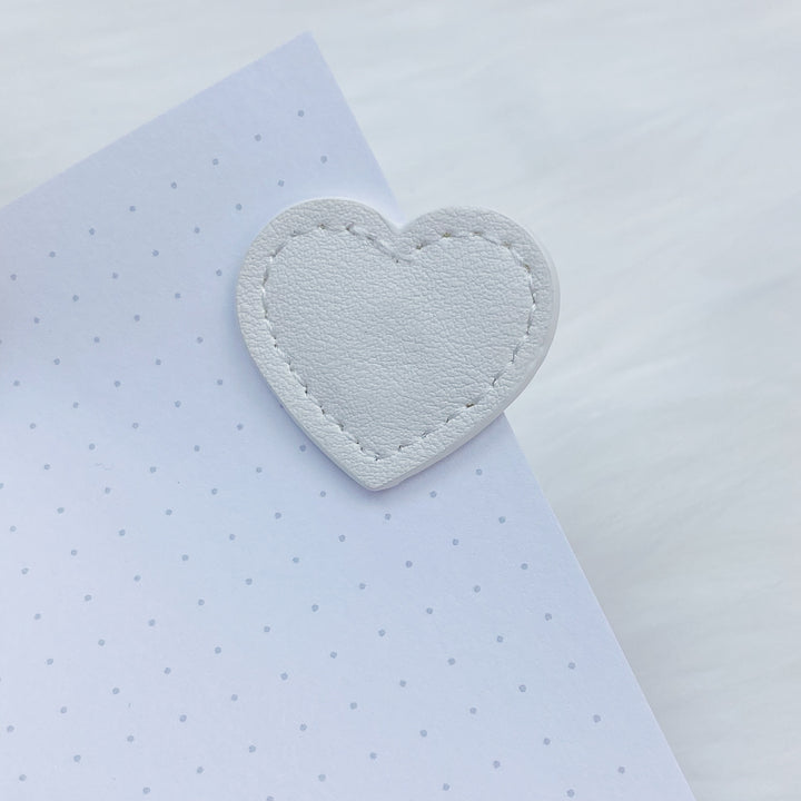 White Heart Magnet Bookmark | Includes 2 Hearts (Front+Back)