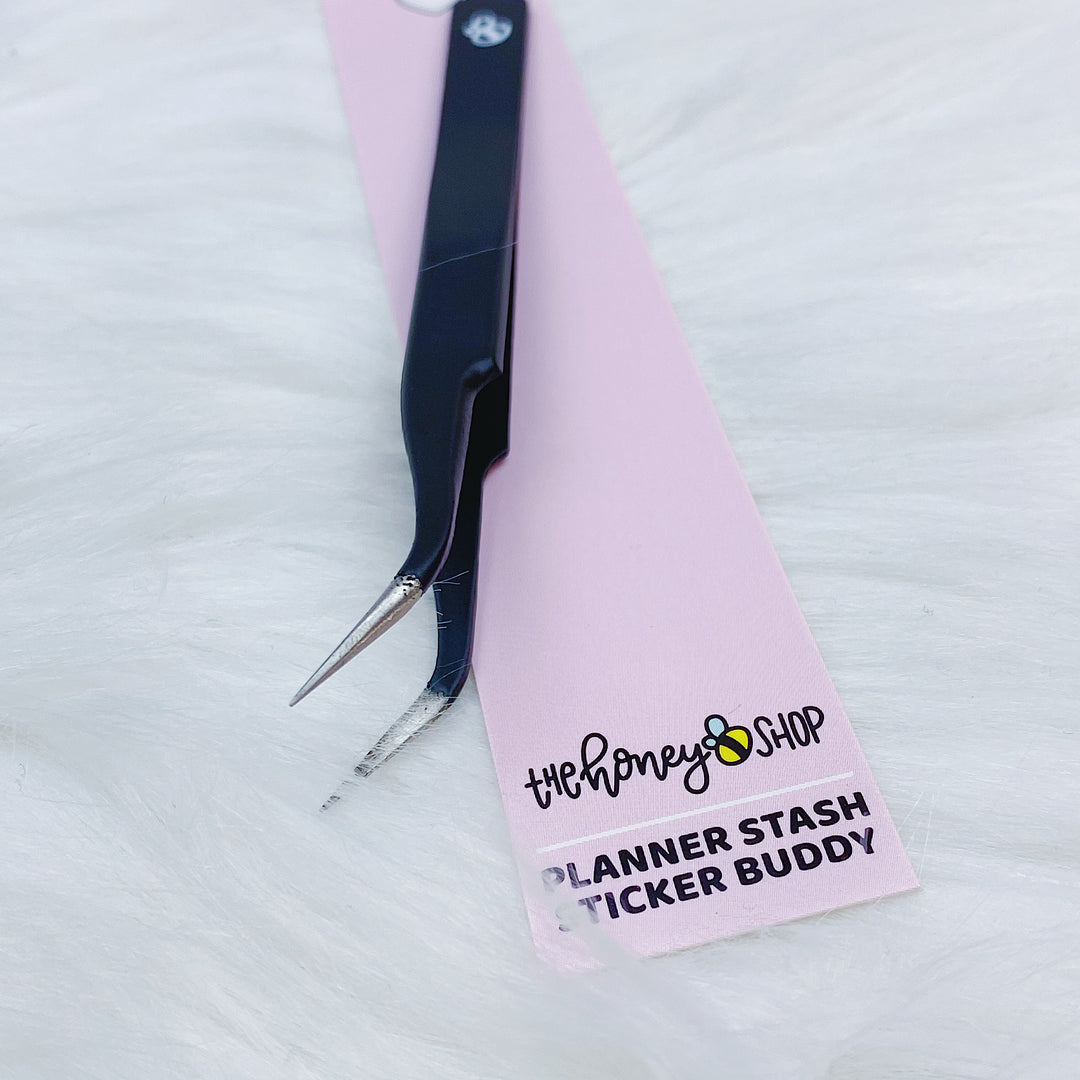 Black Sticker Buddy Tweezers | Precision Tweezers | TheHoneyBShop