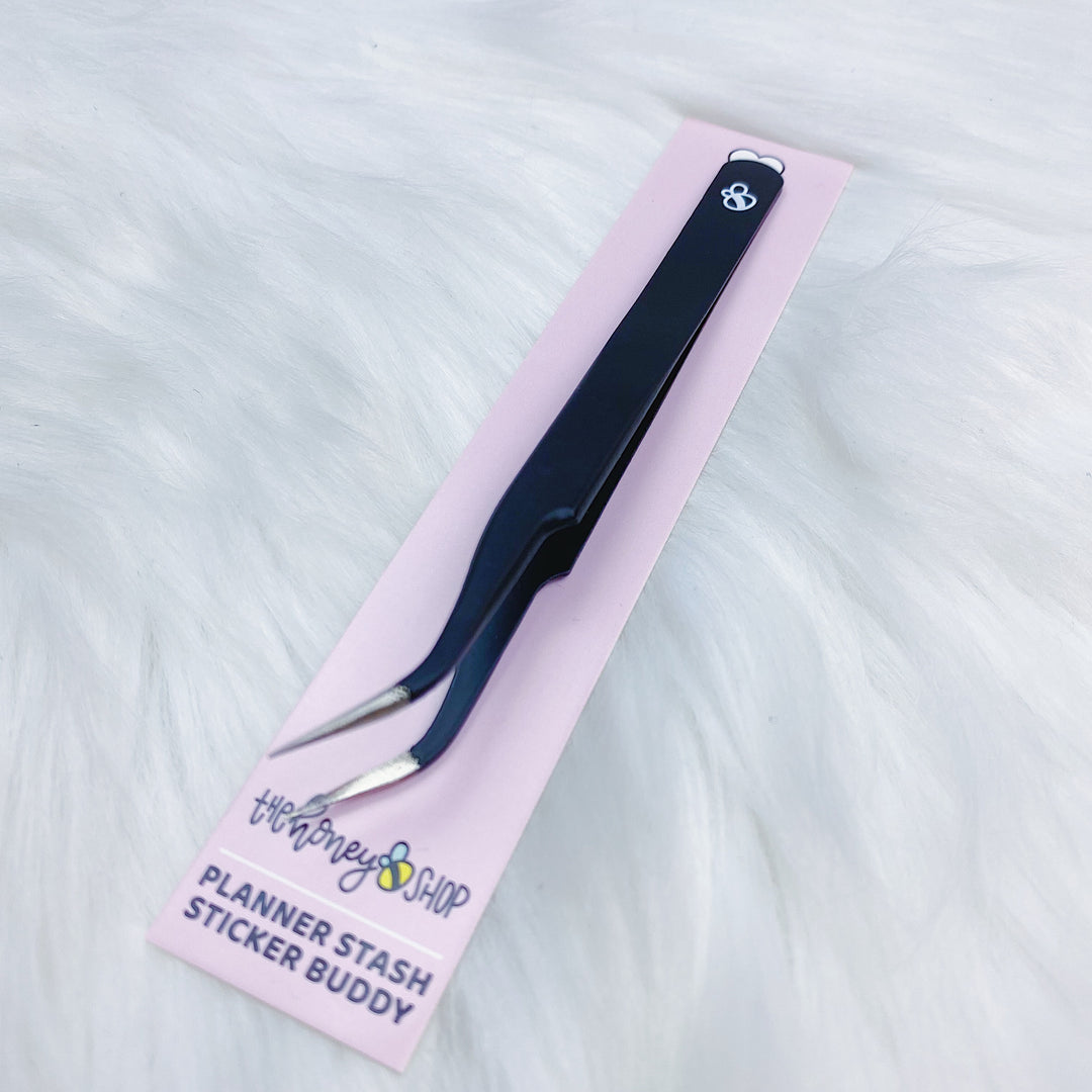 Black Sticker Buddy Tweezers | Precision Tweezers | TheHoneyBShop