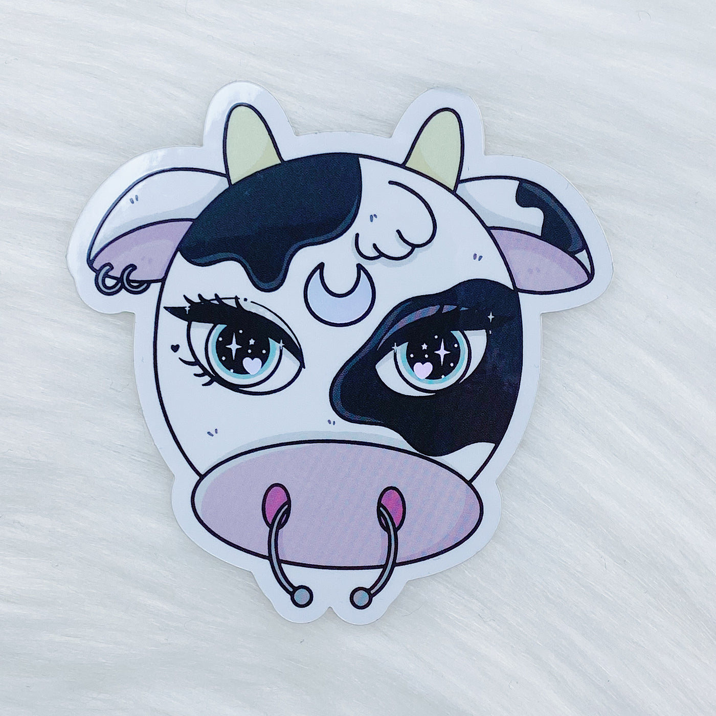 Space Cow Vinyl Sticker Die Cut | Holographic Foil