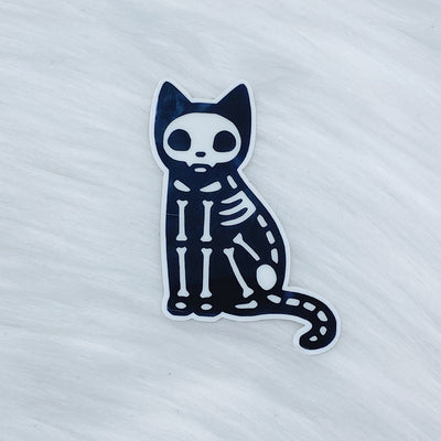 GLOW in the DARK Skele Kitty Vinyl Sticker Die Cut