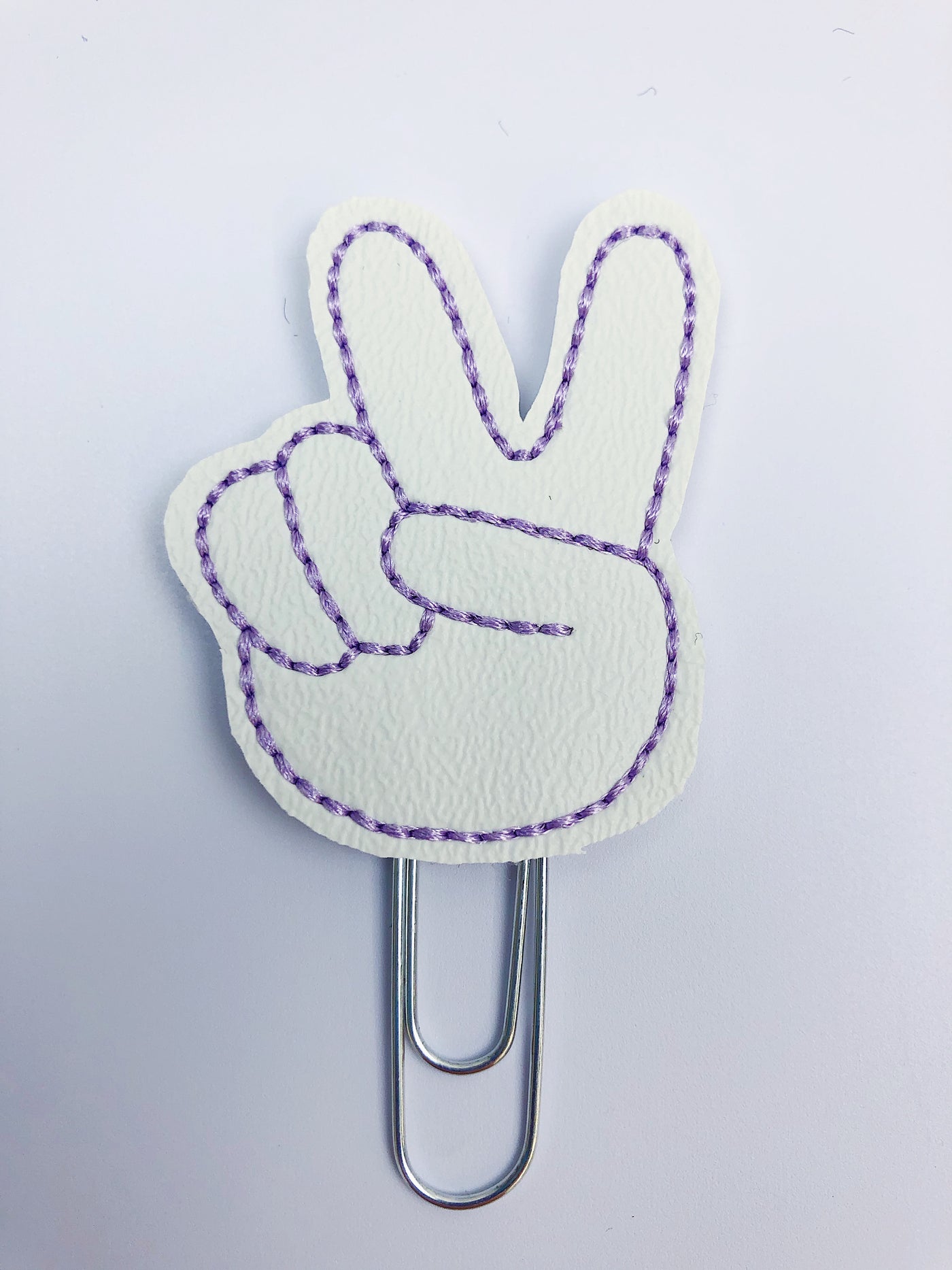White + Purple Peace Sign Feltie Planner Clip
