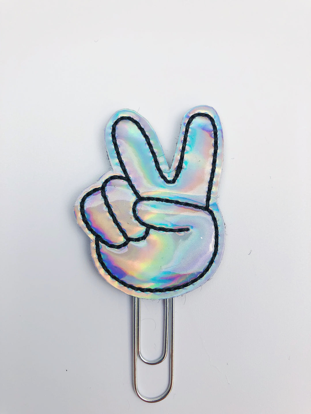 Holographic Peace Sign Feltie Planner Clip