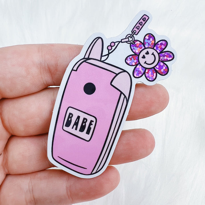 Babe Phone Glitter Vinyl Sticker Die Cut