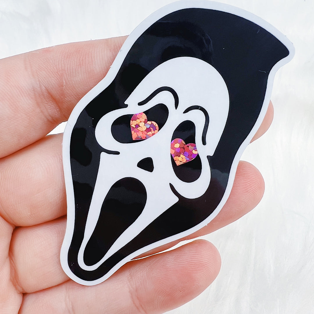 Heart Eyes Ghost Face Vinyl Sticker Die Cut