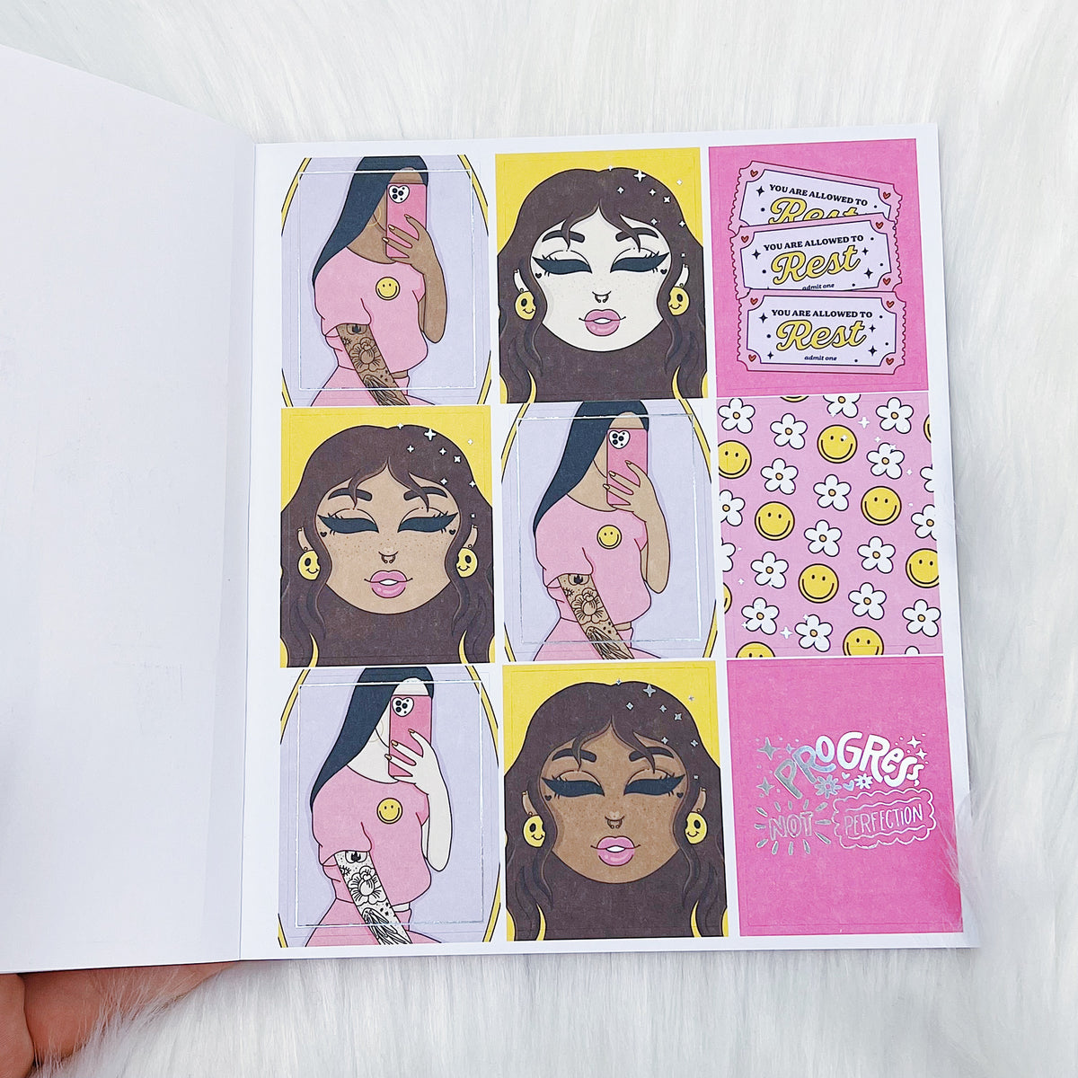All Smiles Sticker Book | Matte Sticker Paper | 10 Pages | Holo Foiled