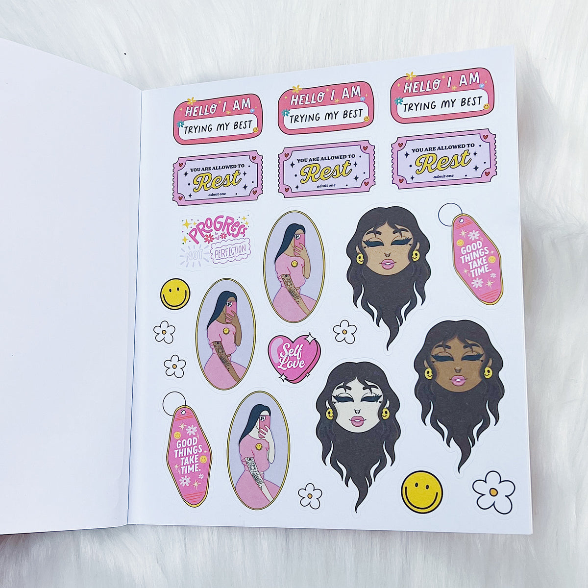 All Smiles Sticker Book | Matte Sticker Paper | 10 Pages | Holo Foiled
