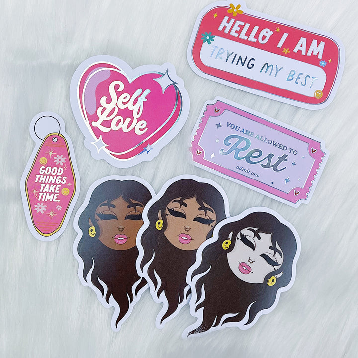 All Smiles Sticker Vinyl Die Cut Pack | Holo Foiled | ALL Skin Tones Included!