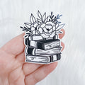 Floral Book Stack Vinyl Sticker Die Cut