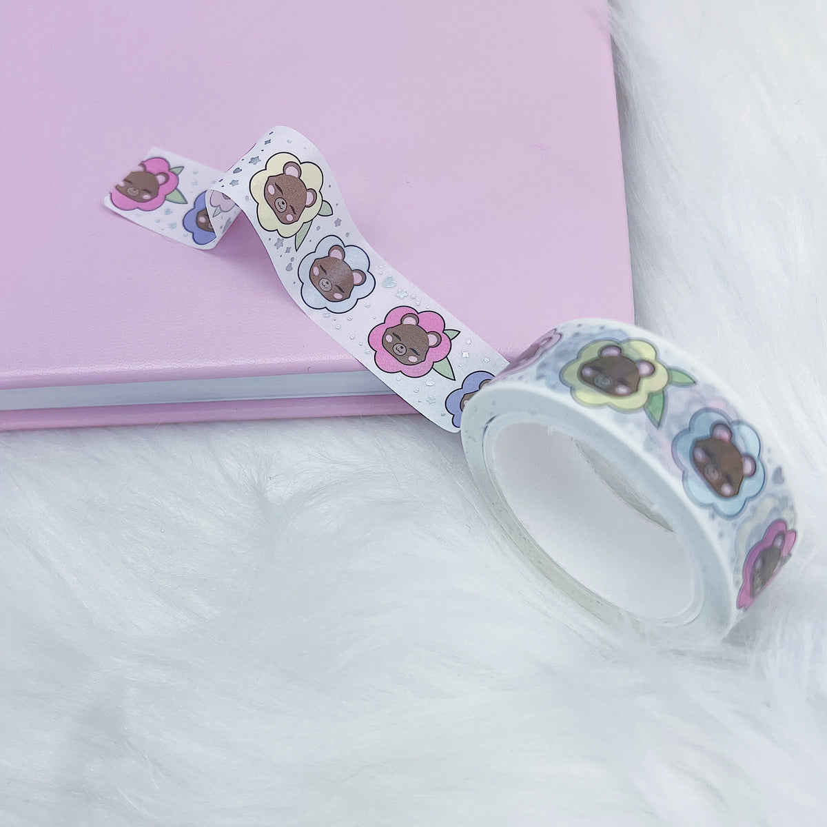 Flowery Honey Bear 15 MM Washi Tape | Holo Foiled