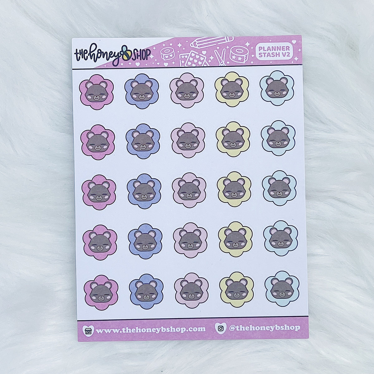 Flowery Honey Bear Doodle Sticker Sheet