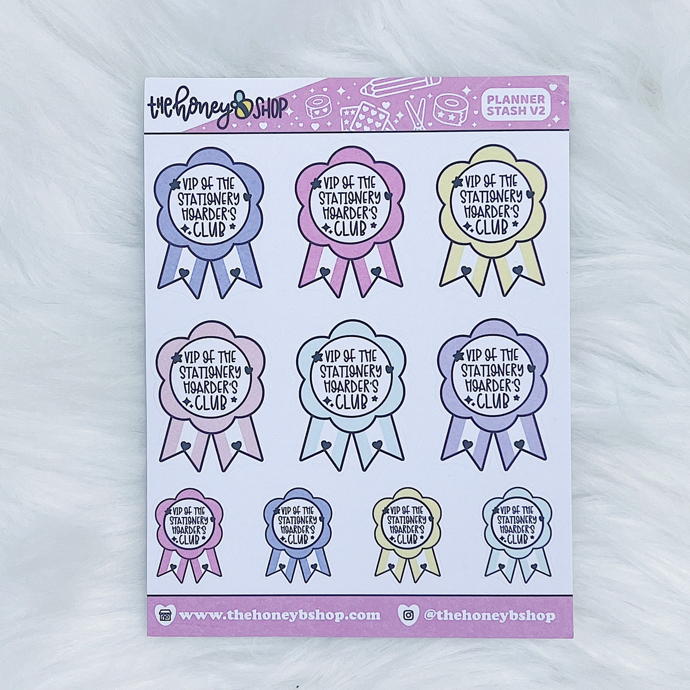 VIP of the Stationery Hoarder's Club Ribbons Doodle Sticker Sheet